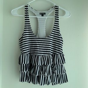 Back and white stripped racer back crop top